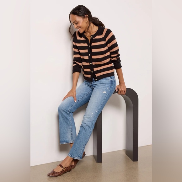 Evereve Mila Lady Like Cardigan Camel brown and Black M - Picture 3 of 10